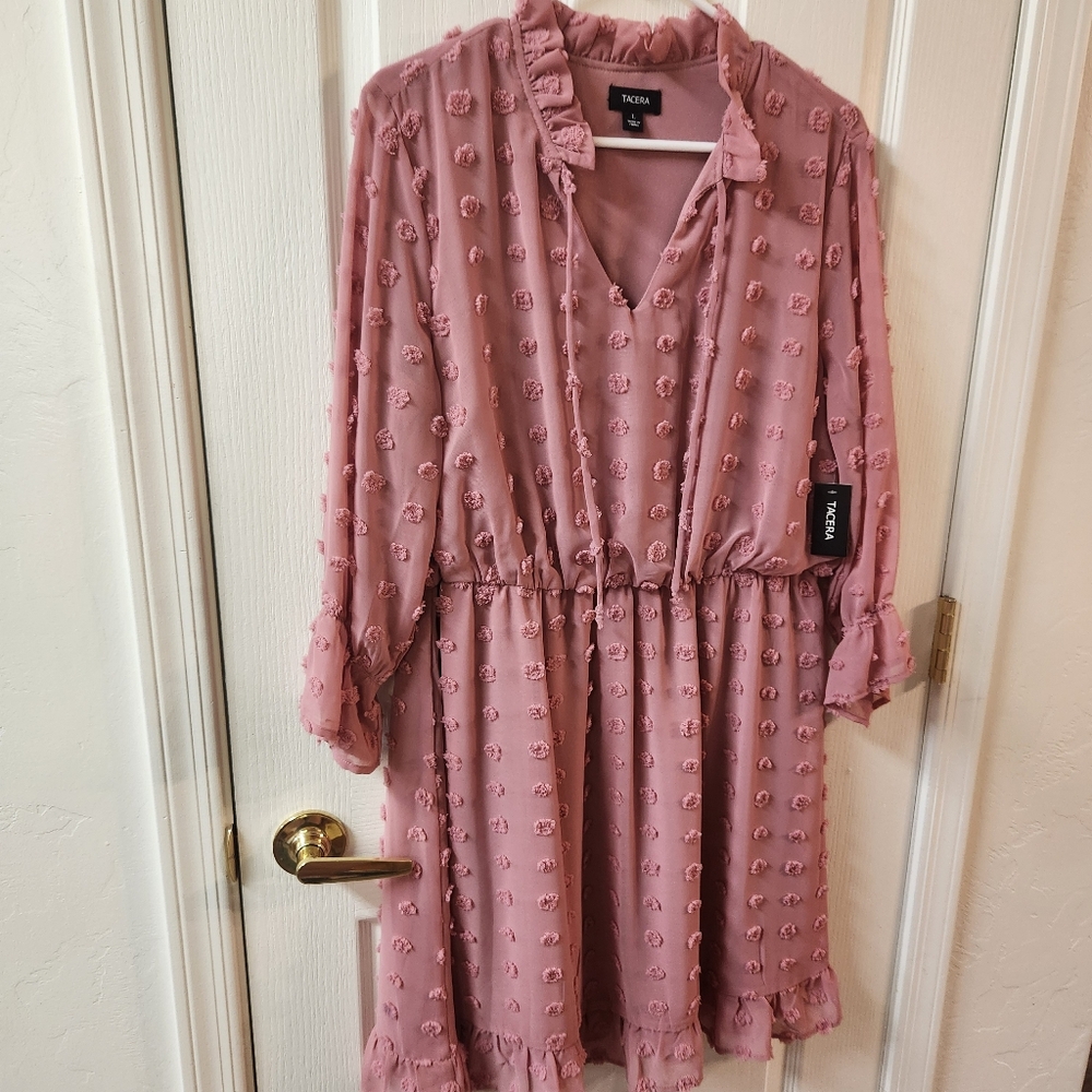 Tacera Pink Textured Dress
